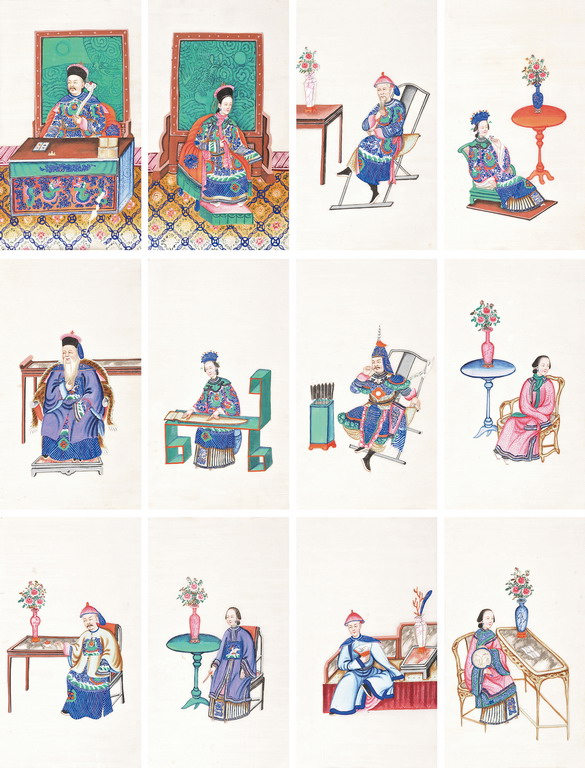 清中期 通草画册页（十二开）