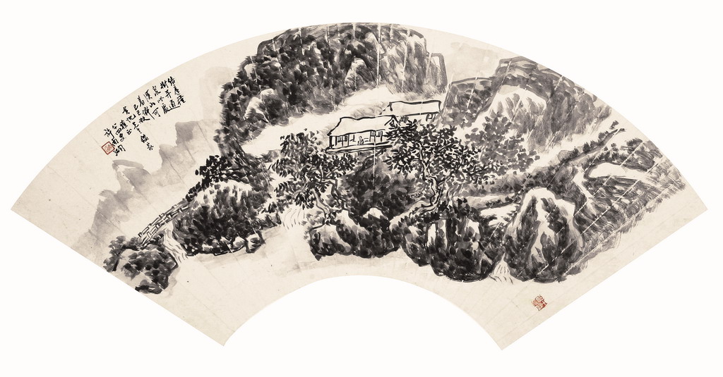 山水扇面