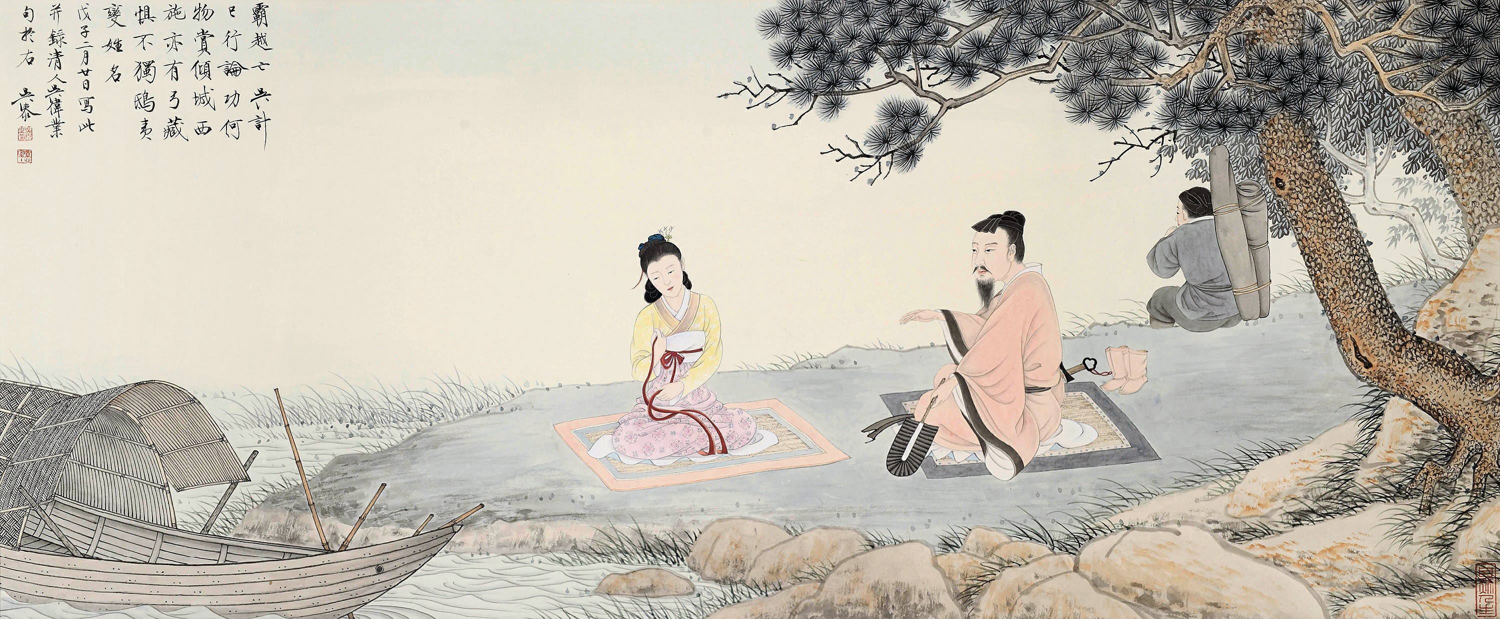 吴泰 2008年作 范蠡归湖 镜框