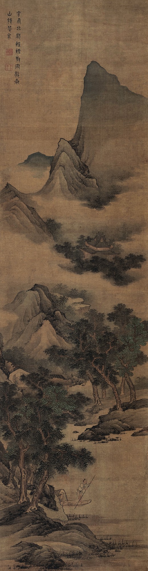 吕焕成 烟雨行舟图 立轴