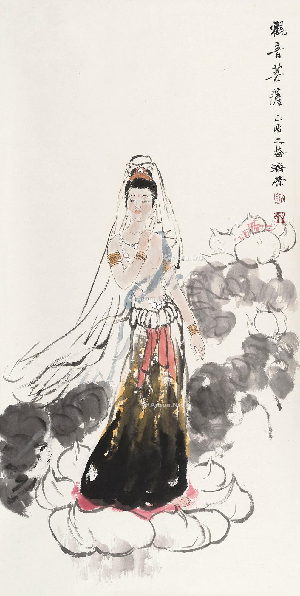 观音 镜片 设色纸本 